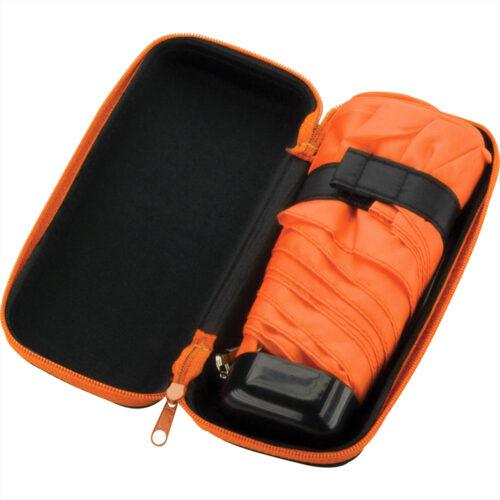 Personalise 37 inch Mini Folding Travel Umbrella with Ca with Logo | Eco Gifts