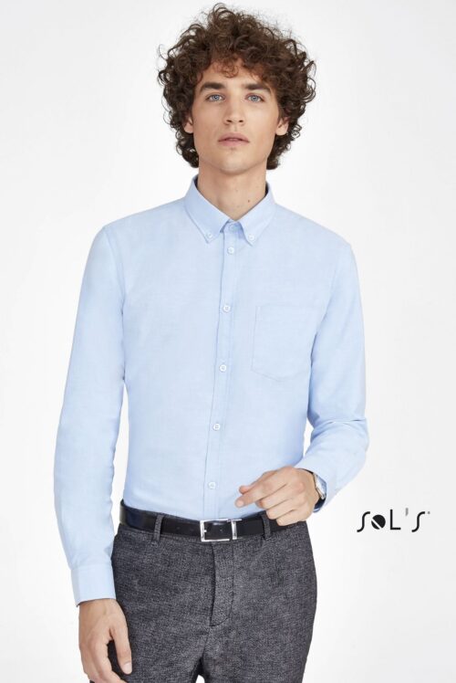 Custom Boston Fit Long Sleeve Oxford Men’s Shirt with Logo