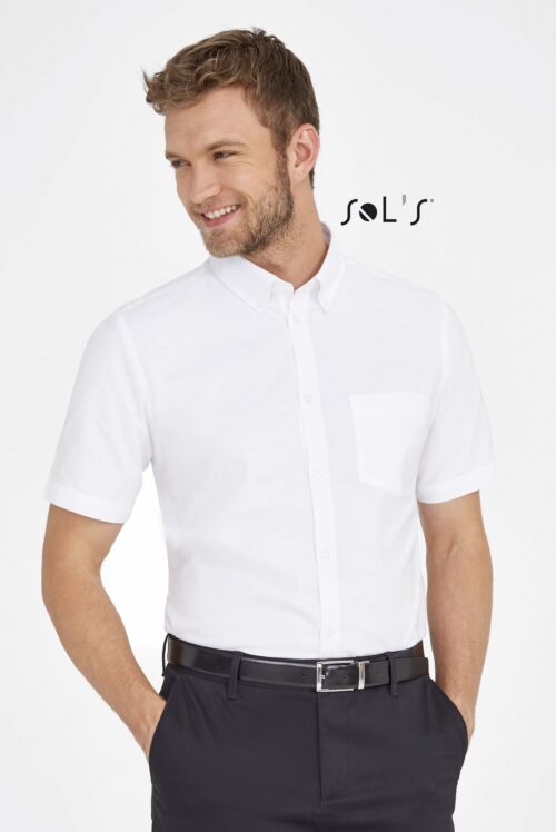 Custom Brisbane Fit Short Sleeve Oxford Men’s Shirt with Logo