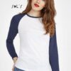 Custom Milky Lsl Women's Two-colour T-shirt With Long Raglan Sleeves with Logo