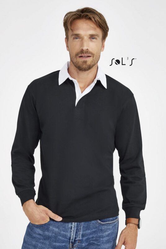 Custom Pack Men's Two Colour Rugby Polo Shirt with Logo