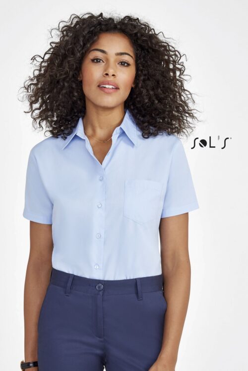 Custom Escape Short Sleeve Poplin Women's Shirt with Logo