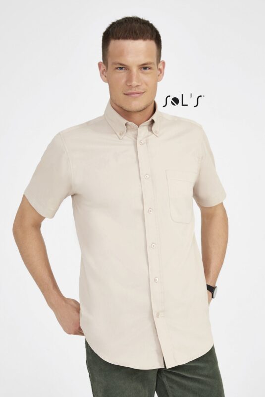 Custom Brooklyn Short Sleeve Cotton Twill Men's Shirt with Logo