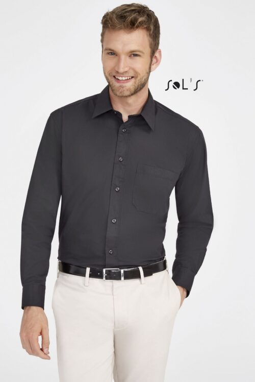 Custom Bradford Long Sleeve Poplin Men's Shirt with Logo