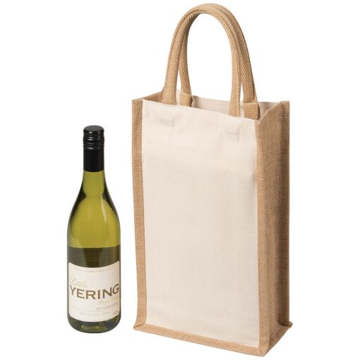Personalise Two Bottle Canvas Wine Carrier with Logo | Eco Gifts