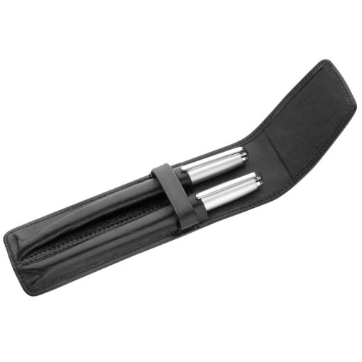 Personalise Double Pen Leather Pouch with Logo | Eco Gifts