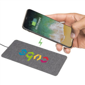 Personalise Ultra Thin Fabric Wireless Charging Pad with Logo | Eco Gifts