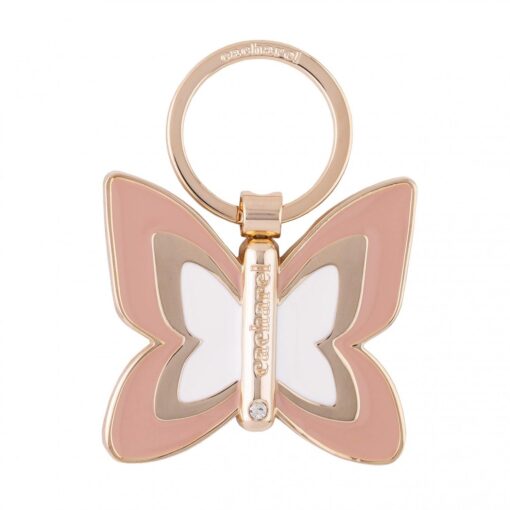 Personalise The Pontia Keyring Is A Bicolor Enamel  Butterfly Shape. It Is Decorated With A Refined Zircon Stone - Custom Eco Friendly Gifts Online
