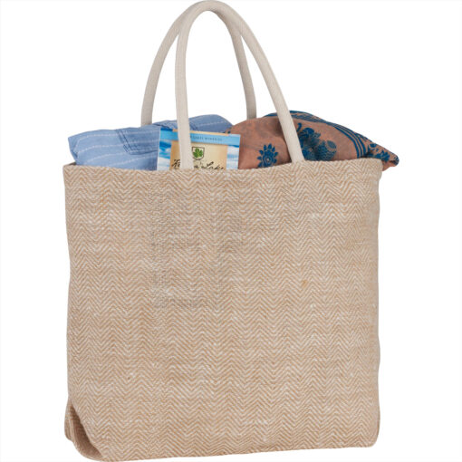 Personalise Herringbone Jute Tote with Logo | Eco Gifts