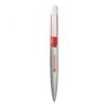 Santander branded silver pen with red accents