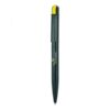 Branded black pen with yellow tip and clip