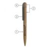 Labelled diagram of a cork-textured ballpoint pen