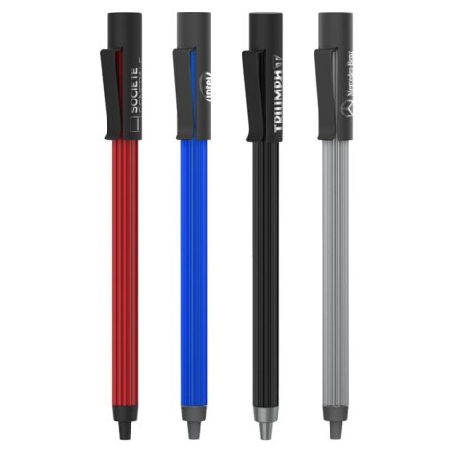 Red, blue, and two grey stylus pens