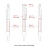 Diagram of pen with labelled customizable printing zones