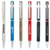 Branded pens from Patagonia, LinkedIn, and others