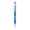 Blue branded ballpoint pen with white lettering