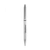 Silver retractable ballpoint pen on white background