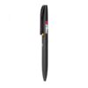 Black retractable ballpoint pen with clip and logo