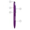 Purple Yahoo-branded pen with labelled parts
