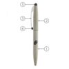 Labeled diagram of a stylus pen with clickable parts