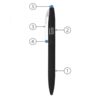 Labelled diagram of a black professional tweezers