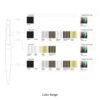 Pen customisation design chart with colour options.