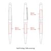 Technical drawing of pen with marked branding areas