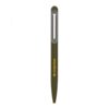 Olive green branded ballpoint pen with silver clip