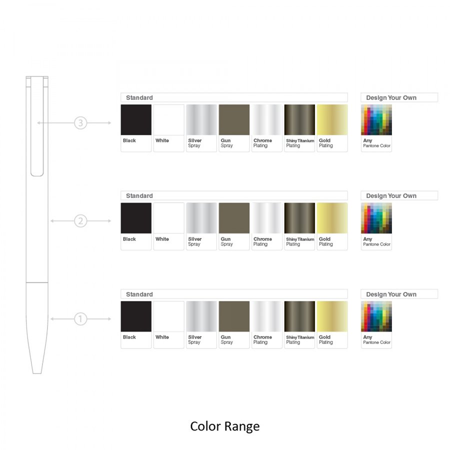 Diagram showing three levels of standard color options