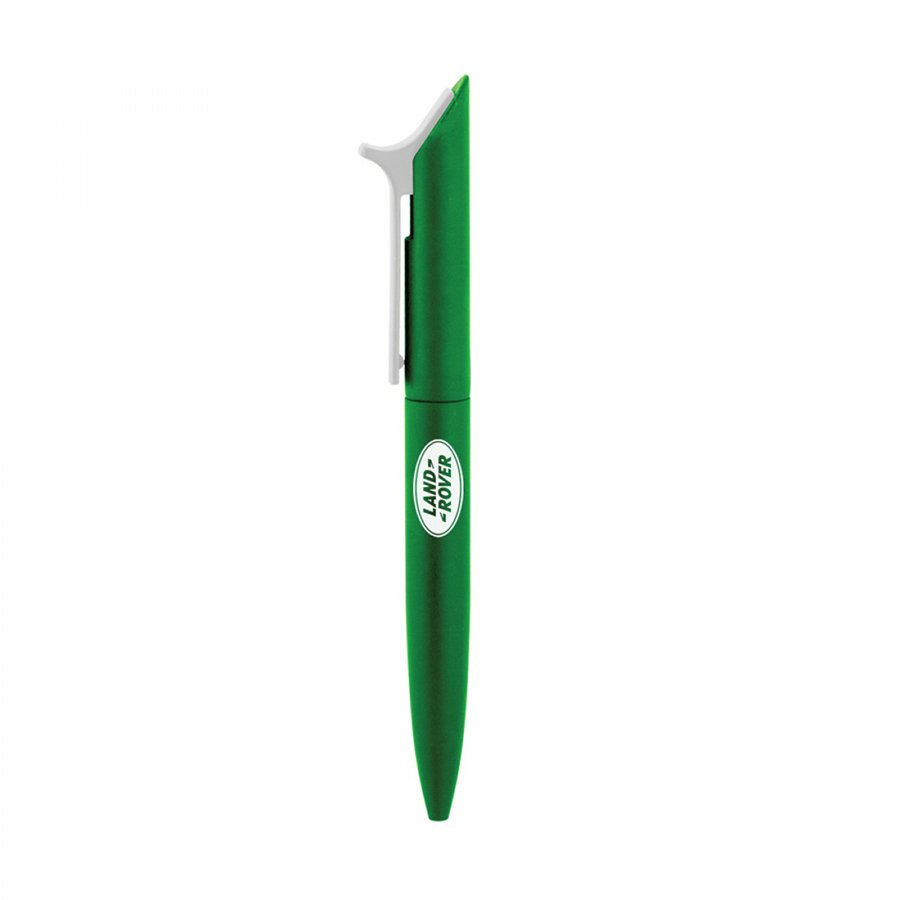 Green promotional pen with clip and logo