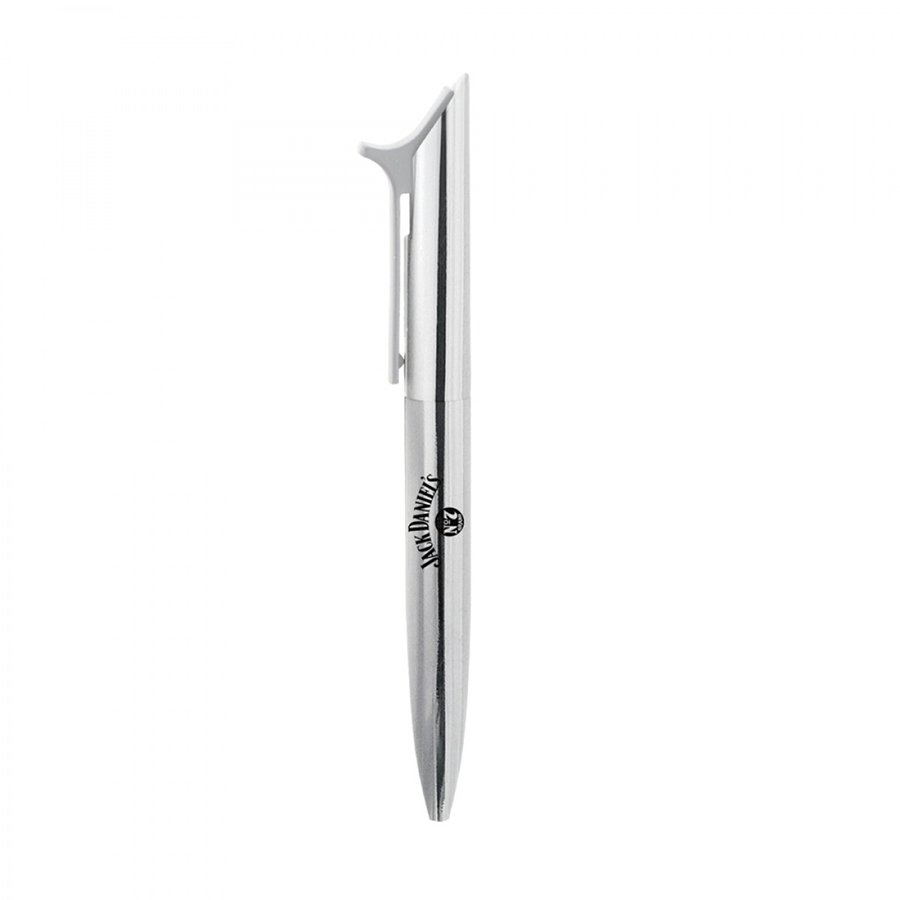 Silver retractable ballpoint pen